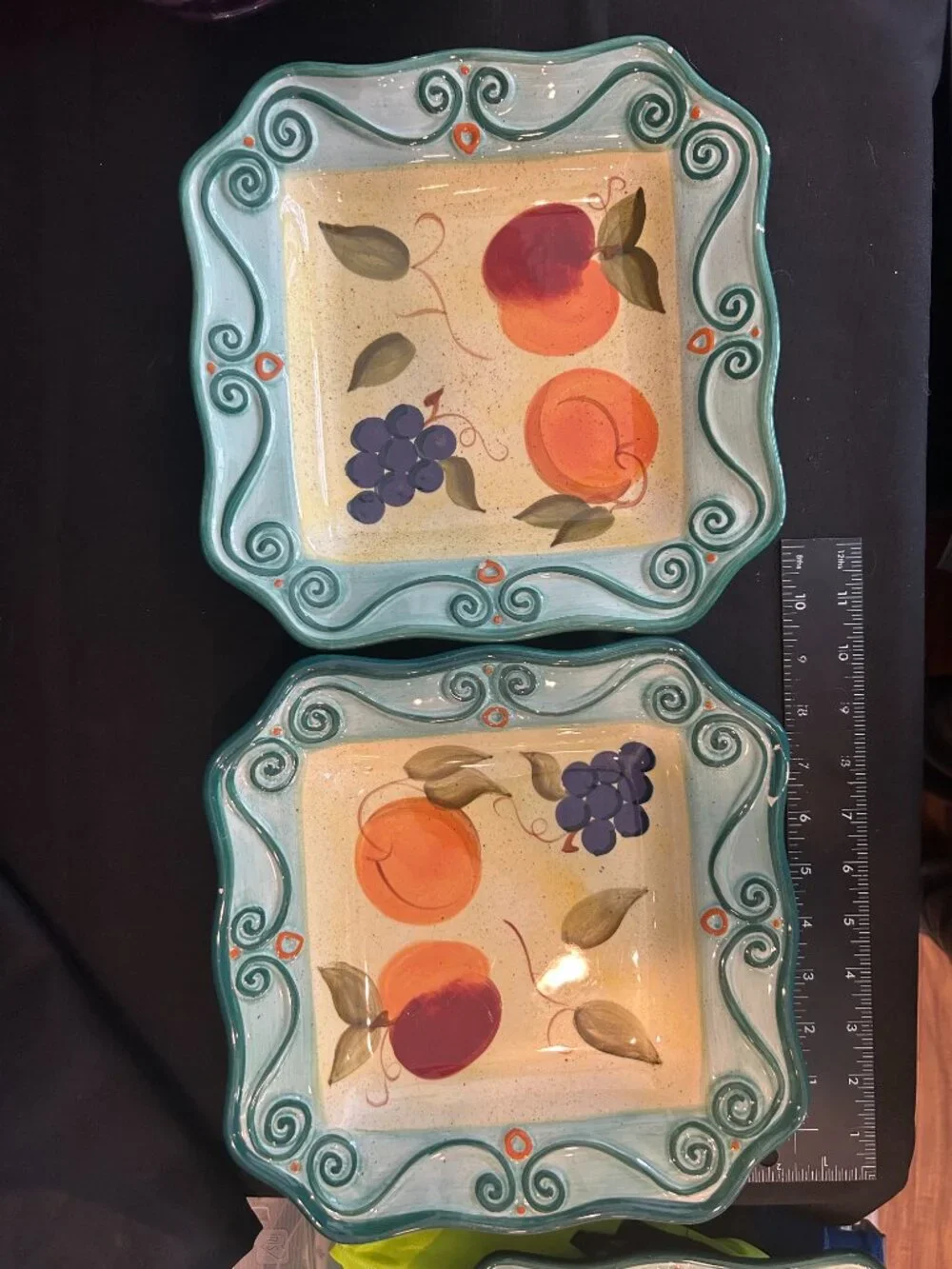 Medici Tabletops Unlimited Hand Painted Fruit Plates Lot of 5 - Tuscan Kitchen
